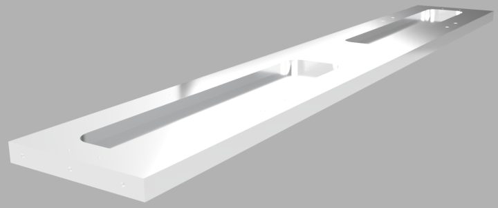 長尺・厚物プレート　TP340　純チタン2種　全長900ミリ　ポケット加工　難削素材